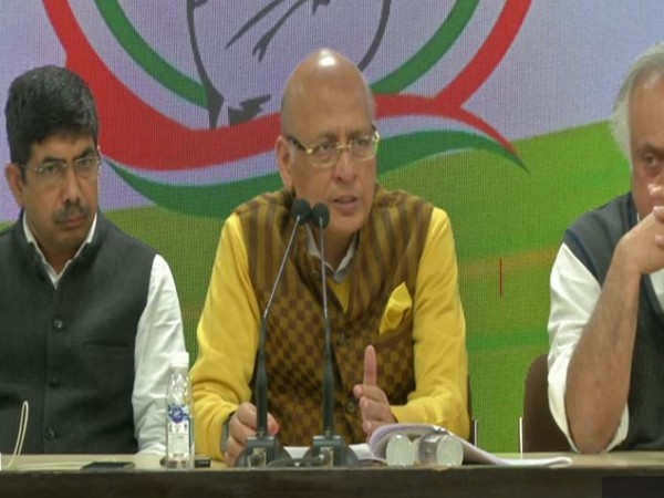 Senior Congress leader Abhishek Manu Singhvi adressing a press conference on Wednesday (Photo/ANI)