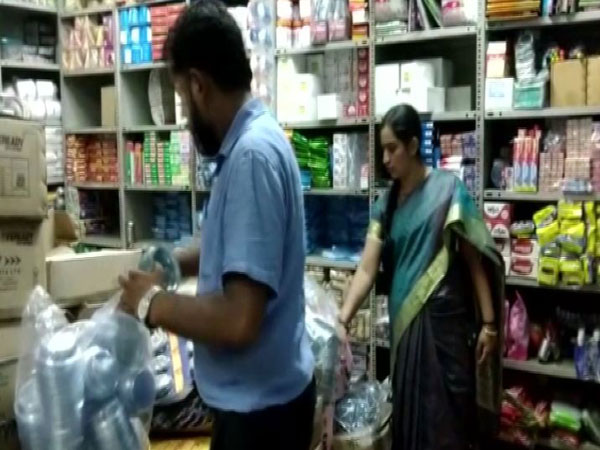 Mangaluru: Banned plastic items seized during raids conducted in local shops (Photo/ANI)