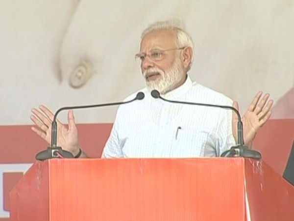 Prime Minister Narendra Modi addressing the mega 'Vijay Sankalp' rally in Haryana’s Rohtak on Sunday. Photo/ANI