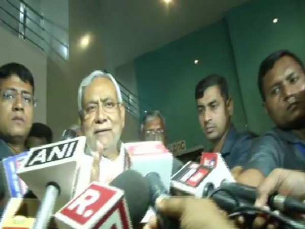 Chief Minister Nitish Kumar speaking to reporters in Patna on Monday. Photo/ANI