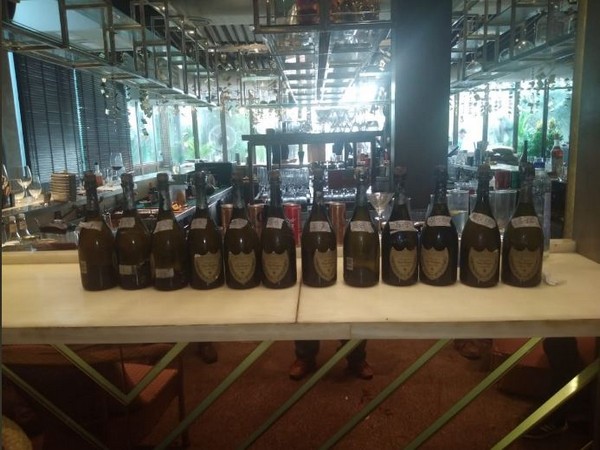 Liquor seized by Excise department from the restaurant. Photo/ANI