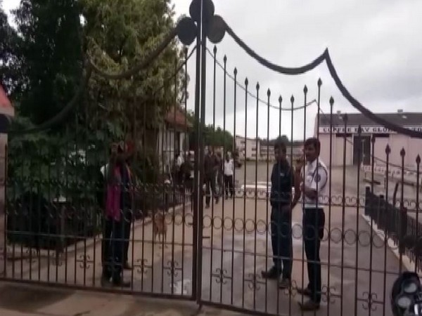 Coffee Day Global Limited's gates were closed on Tuesday in Mudigere, Chikmagalur district after the Cafe Coffee Day owner went missing (Photo/ANI)
