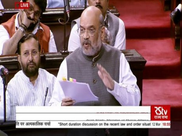 Union Home Minister Amit Shah in Rajya Sabha on Thursday (Photo/ANI)