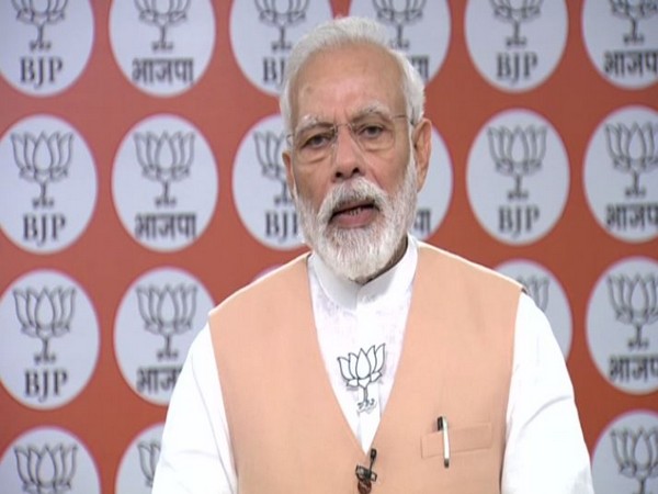 Prime Minister Narendra Modi speaking on the occasion of BJP's 40th Foundation Day on Monday (Photo/ANI)
