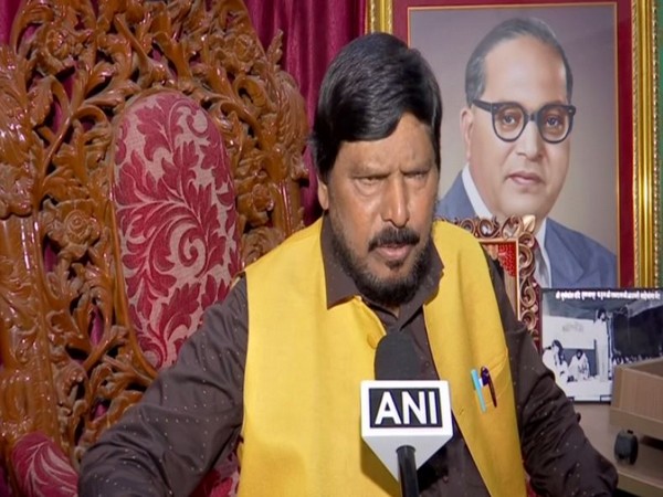 Union Minister Ramdas Athawale speaking to ANI in Mumbai on Sunday. Photo/ANI