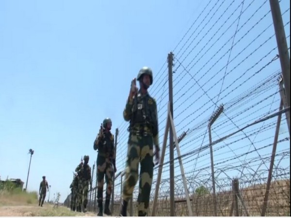 BSF personnel patrolling near the International Border in Jammu [Photo/ANI]