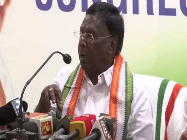 Puducherry Chief Minister V Narayanasamy addressing a press conference in Thiruvananthapuram on Saturday. Photo/ANI