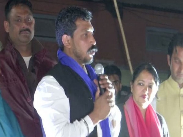 Bhim Army chief Chandrashekhar Azad addressing a gathering in Uttarakhand on Wednesday. Photo/ANI
