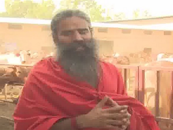 Baba Ramdev speaking to media persons in Haridwar on Monday. Photo/ANI