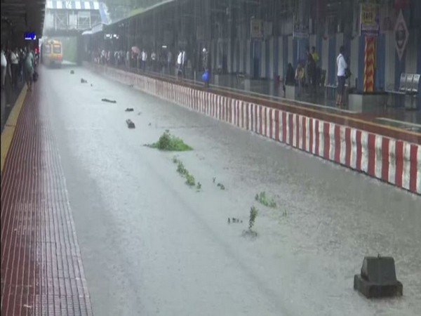 Waterlogging at the Sion railway station. Photo/ANI