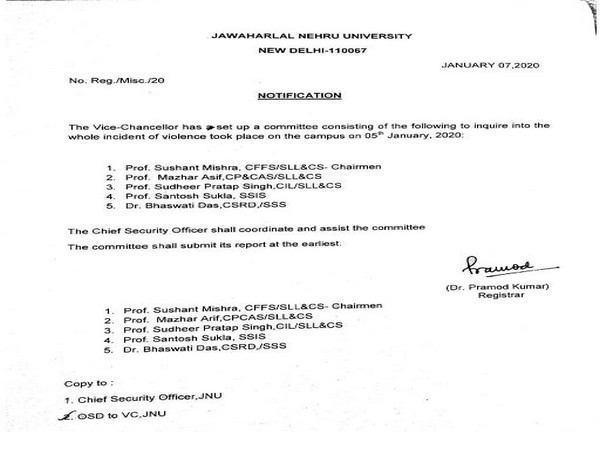 Notice issued by Jawaharlal Nehru University (JNU)