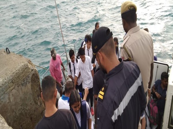 The Indian Coast Guard evacuated 50 people from a grounded ferry in Andaman and Nicobar islands on Friday. (Picture Courtesy: Indian Coast Guard)