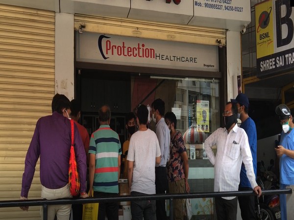 Visuals from medical store in Indore (ANI)