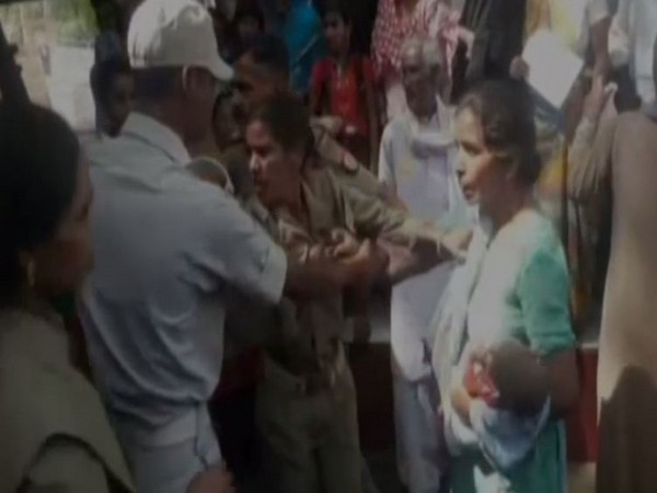 PRD personnel was beaten up while being on duty in Sitapur on Tuesday. Photo/ANI
