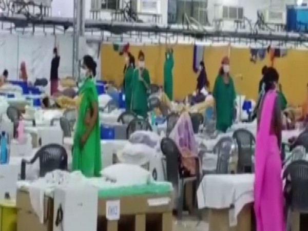 People performing Yoga at Radha Soami Satsang Beas COVID Care facility. Photo/ANI