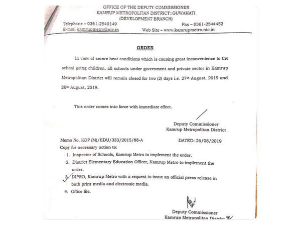 Kamrup Metropolitan district administration withdraws order announcing a two-day holiday for schools in view of 'severe heat condition'. (Photo/ANI)