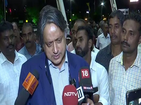 Senior Congress leader Shashi Tharoor speaking to the reporter on Thursday. (Photo/ANI)