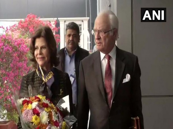 Queen Silvia and Swedish King Carl XVI Gustaf arrived at Delhi Airport on Monday (Photo/ANI)