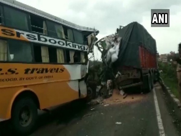 At least six people died and ten got injured after a bus collided with a truck on Pune-Bangalore Highway on Thursday. (Photo/ANI)