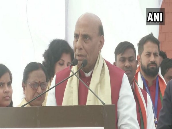 Defence Minister Rajnath Singh in Kurukshetra on Thursday (Photo/ANI)
