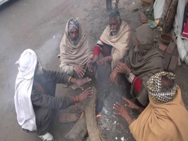 People sitting together to keepthemselves warn in Ludhiana, Punjab (Photo/ANI)