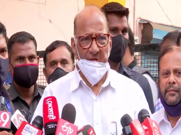 NCP chief Sharad Pawar speaking to reporters (Photo/ANI)