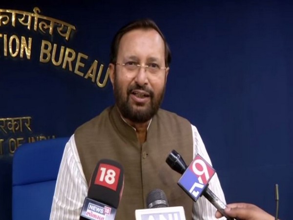 Union Minister Prakash Javadekar while speaking to the reporters on Monday. (Photo/ANI)