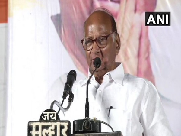 NCP chief Sharad Pawar addressing a public meeting in Mumbai on Wednesday Photo/ANI