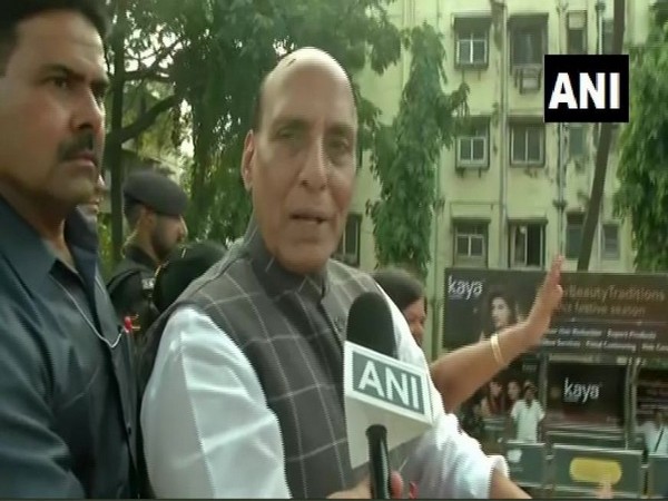 Defence Minister Rajnath Singh speaking to ANI on Monday in Mumbai. Photo/ANI