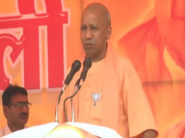 Uttar Pradesh Chief Minister Yogi Adityanath addressing an election rally in Kushinagar on Tuesday. Photo/ANI