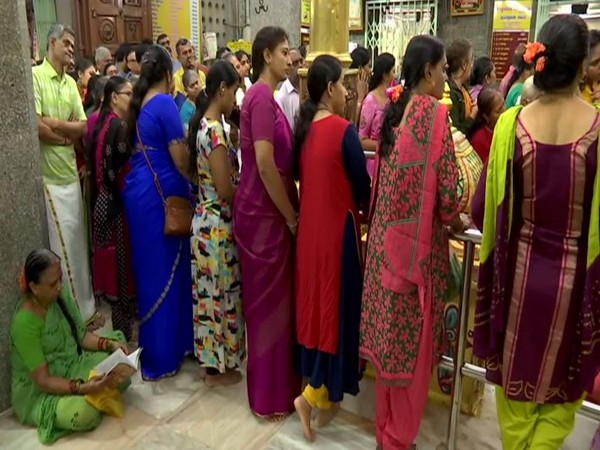 Devotees at the Sri Lakshmi Narasimha Swamy temple in Bengaluru on Wednesday.