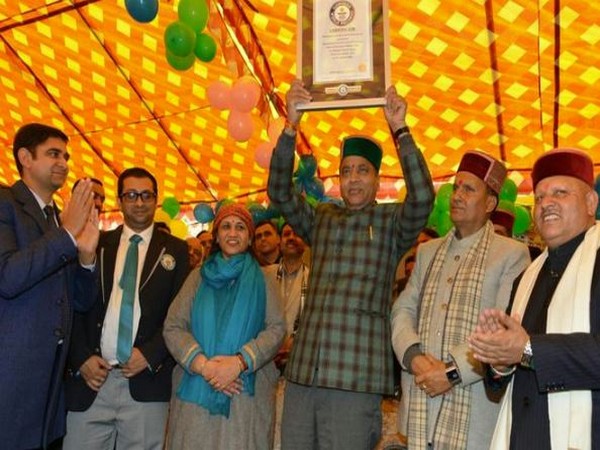 Chief Minister Jairam Thakur with the Guinness World Records' certificate (Photo/ANI)
