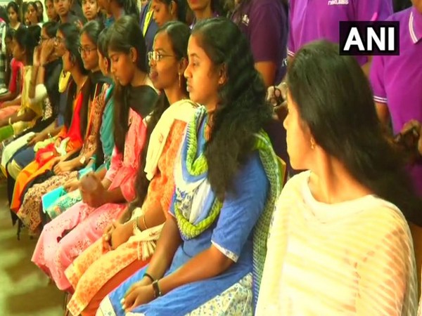 Girl students of a college in Coimbatore donated a portion of their hair on Thursday (Photo/ANI)