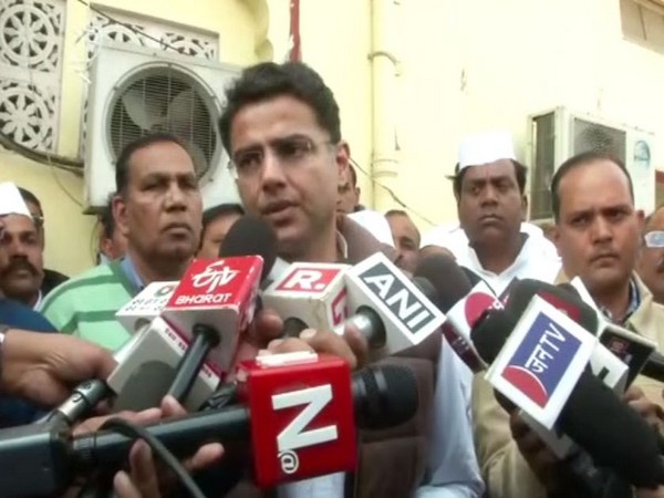 Rajasthan Deputy Chief Minister Sachin Pilot while speaking to reporters on Saturday in Jaipur.   Photo/ANI