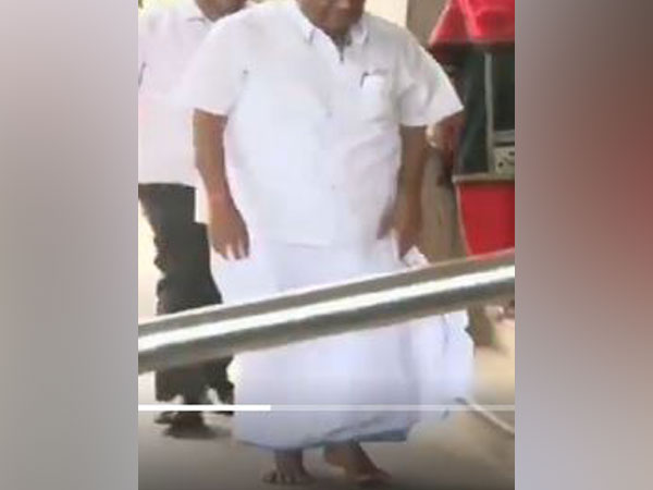 Karnataka Minister HD Revanna arrives barefoot at the state Assembly on Thursday (Photo/ANI)
