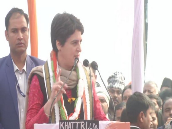 Congress leader Priyanka Gandhi addressing the rally in Lucknow on Saturday (Photo/ANI)
