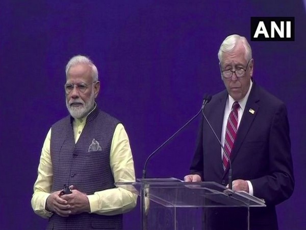 Congressman Steny Hoyer welcomed Prime Minister Narendra Modi with his opening remarks at the Howdy Modi! event. (Photo/ANI)