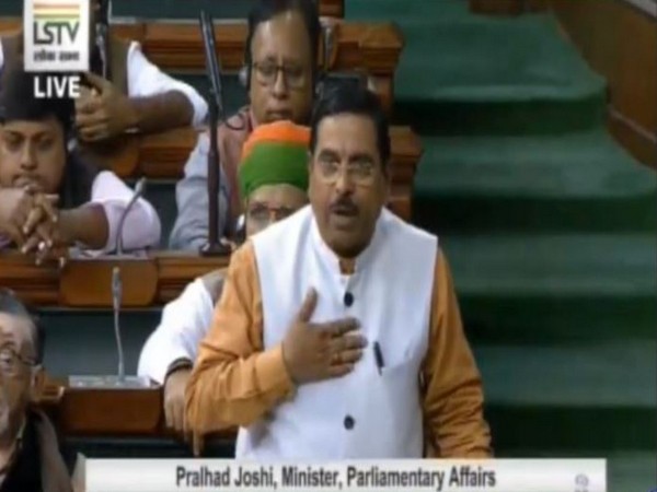 Union Minister Pralhad Joshi in the Lok Sabha on Tuesday (Photo/ANI)