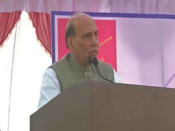 Union Defence Minister Rajnath Singh addressing 'Raksha Pension Adalat' event in Lucknow (Photo/ANI)