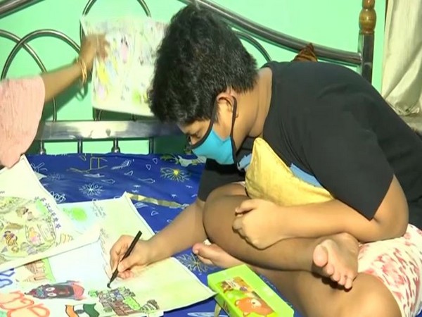 A specially-abled student, Sarthak Dwibedi from Bhubaneswar, Odisha (Photo/ANI)