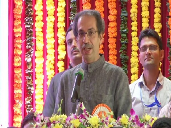 Shiv Sena Chief Uddhav Thackeray speaking at a programme in Mumbai on Monday. Photo/ANI