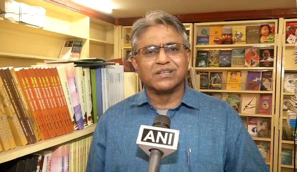 PK Rajan, the editor of the Bharathi publication speaking to ANI in Chennai on Tuesday. Photo/ANI
