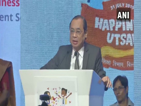 Chief Justice of India, Ranjan Gogoi while delivering a speech in the 'Happiness Education Conference-2019' on Wednesday in New Delhi (Photo/ANI)