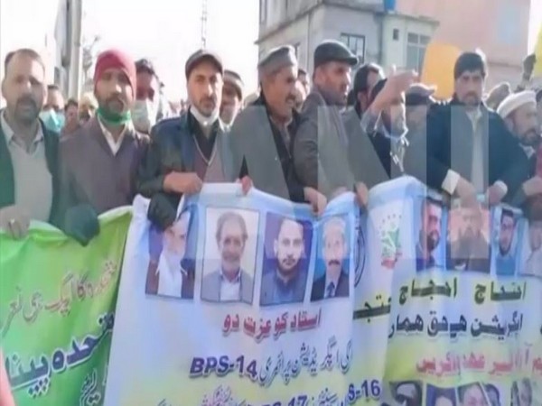 PoK teachers protest to demand salary hike (Photo/ANI)