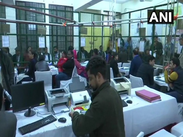 Visuals from the Gole market counting centre in Delhi on Tuesday. Photo/ANI