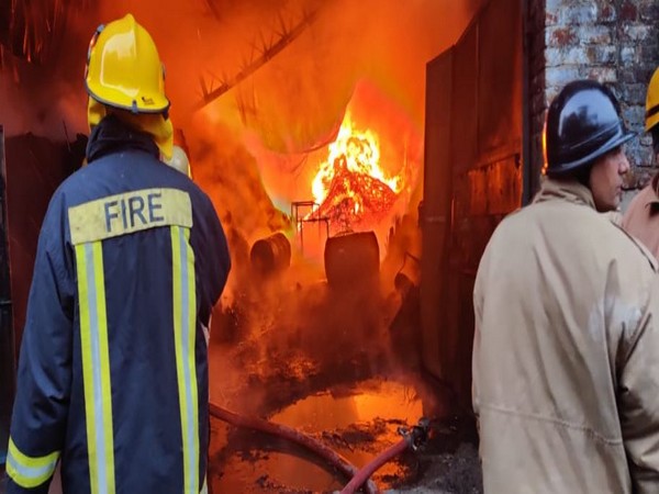 Fire breaks out in a godown in Mundka area, 21 fire tenders present at the spot. (Photo/ANI)