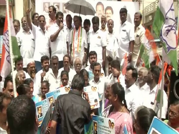 Party workers of the Indian National Congress in Chennai on Wednesday.  Photo/ANI