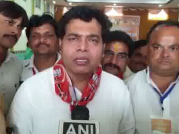 Uttar Pradesh Energy Minister Shrikant Sharma speaking to ANI in Mathura on Sunday. Photo/ANI