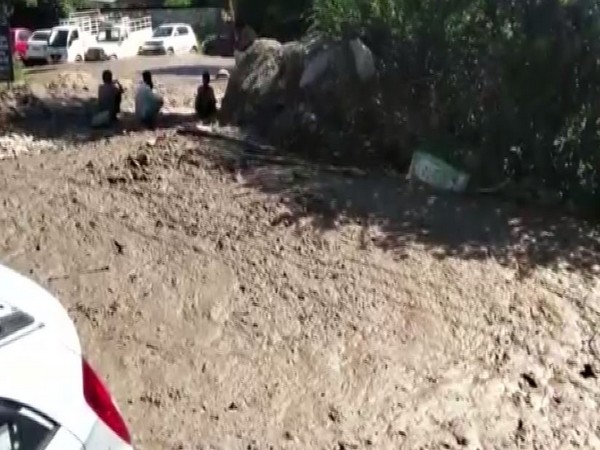 Heavy rains and flash flood damaged the roads in Kullu district on Sunday. Photo/ANI