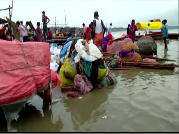Water Levels Rise in Ganges at Sangham Ghat in Prayagraj [Photo/ANI]